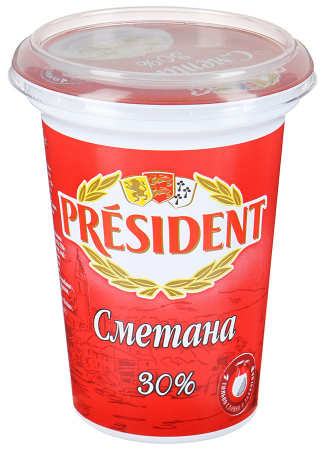 СМЕТАНА 30% 350 г * 12 шт PRESIDENT Россия РОССИЯ