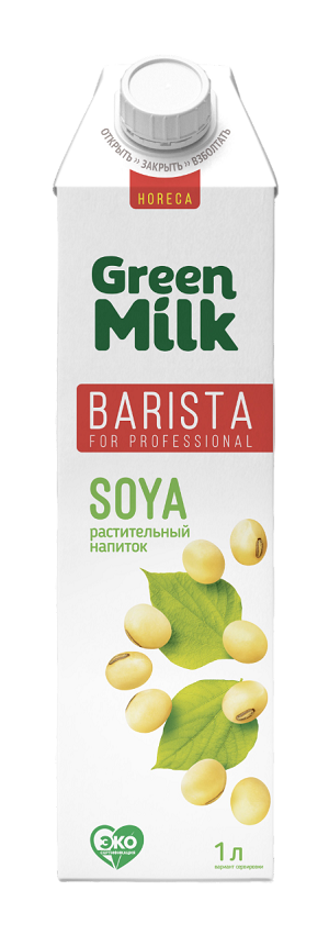 НАПИТОК соевый обогащенный кальцием и витаминами 1 л * 12 шт GREEN MILK Barista Россия РОССИЯ