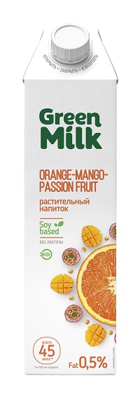 картинка Напиток соевый со вкусом апельсина-манго-маракуйи Green Milk 1л*12шт от магазина Meridian
