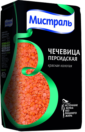 ЧЕЧЕВИЦА персидская красная колотая 450 г * 12 шт МИСТРАЛЬ Россия РОССИЯ