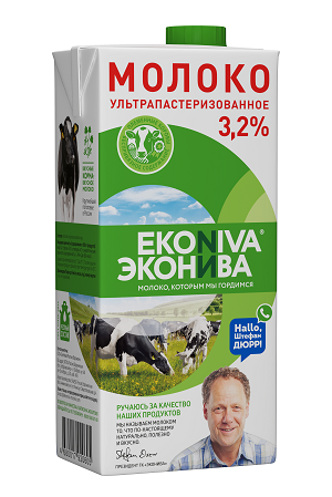 картинка Молоко 3,2% с крышкой ультрапастеризованное питьевое ЭКОНИВА 1 л * 12 шт от магазина Meridian