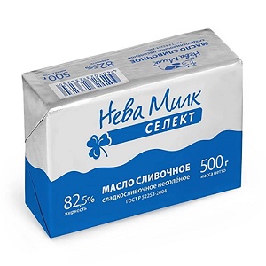 картинка Масло 500г сладкосливочное несолёное Нева Милк Селект 82,5% , 16шт от магазина Meridian