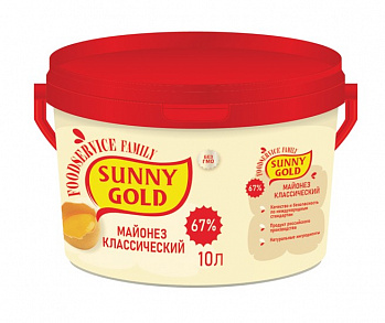 МАЙОНЕЗ классический 67% 9,51 кг/10 л SUNNY GOLD Россия РОССИЯ