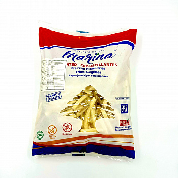 картинка Картофель фри  «Marina» 9х9мм в панировке с кожурой 2,5кг* 4 шт (коробами) от магазина Meridian