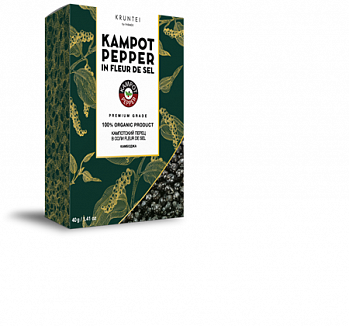 СПЕЦИИ перец кампотский в соли Fleur de Sel горошек ферментированный 40 г * 9 шт картон KRUNTEI Камбоджа Камбоджа