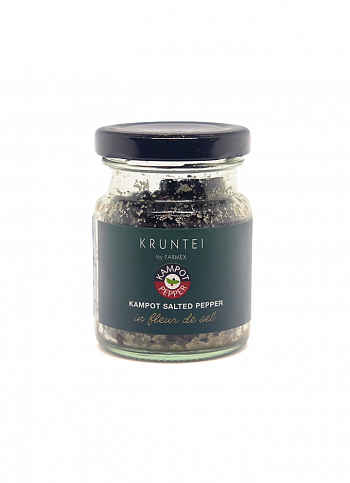 СПЕЦИИ перец Кампотский черный Fleur de Sel в соли горошек (ферментированный), 40г*10шт, стекло KRUNTEI Камбоджа Камбоджа
