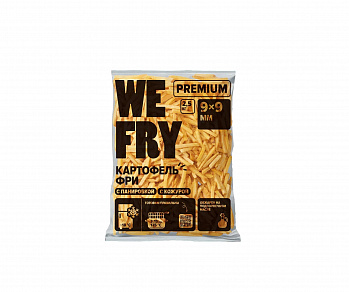 КАРТОФЕЛЬ ФРИ с панировкой с кожурой Premium Стелс 9x9 2,5 кг * 5 шт FRY ME Россия РОССИЯ