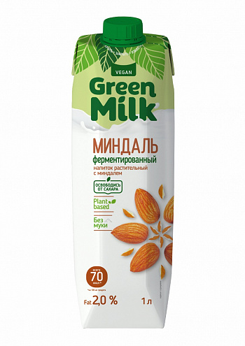 НАПИТОК миндальный на соевой основе 1 л * 12 шт GREEN MILK Barista Россия РОССИЯ