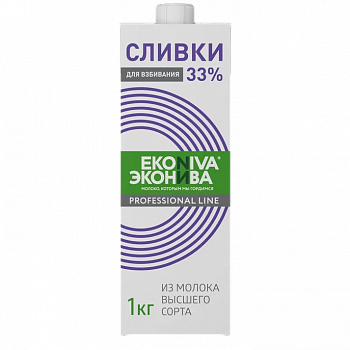 СЛИВКИ 33% Pr.Line для взбивания ультрапастеризованные 1 л * 12 шт ЭКОНИВА Россия РОССИЯ