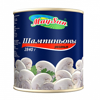 ГРИБЫ шампиньоны резаные 3,1 л/1,93 кг * 6 шт MAYSUN Китай Китай