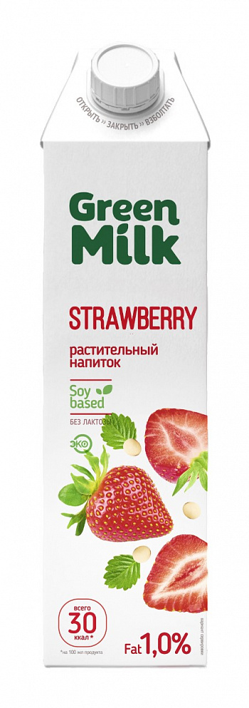 картинка Напиток соевый со вкусом клубники Green Milk 1л*12шт от магазина Meridian
