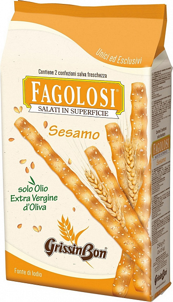 ПАЛОЧКИ хлебные Fagolosi (Гриссини) с семенами кунжута 250г * 12 шт GRISSIN BON Италия Италия