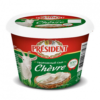 СЫР козий творожный мягкий Chevre 65% 140 г * 8 шт PRESIDENT Россия РОССИЯ