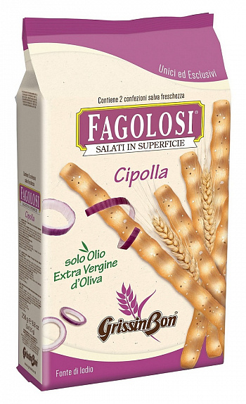 ПАЛОЧКИ хлебные Fagolosi (Гриссини) с луком 250г * 12 шт GRISSIN BON Италия Италия