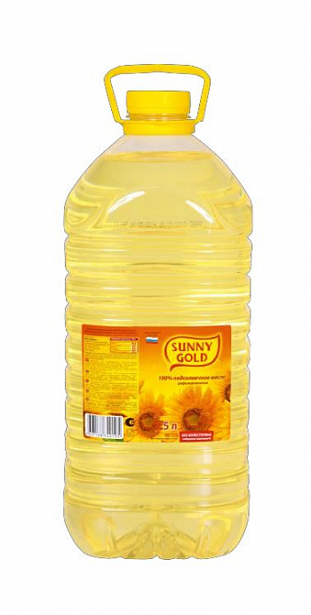 МАСЛО подсолнечное рафинированное дезодорированное ПЭТ 5 л * 3 шт SUNNY GOLD Россия СПБ РОССИЯ